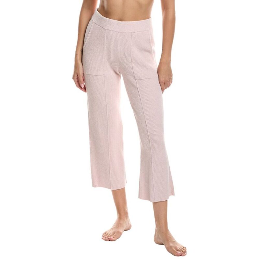 Barefoot Dreams Womens Cozychic Ultra Lite Ribbed Pintuck Crop Pant, Pink